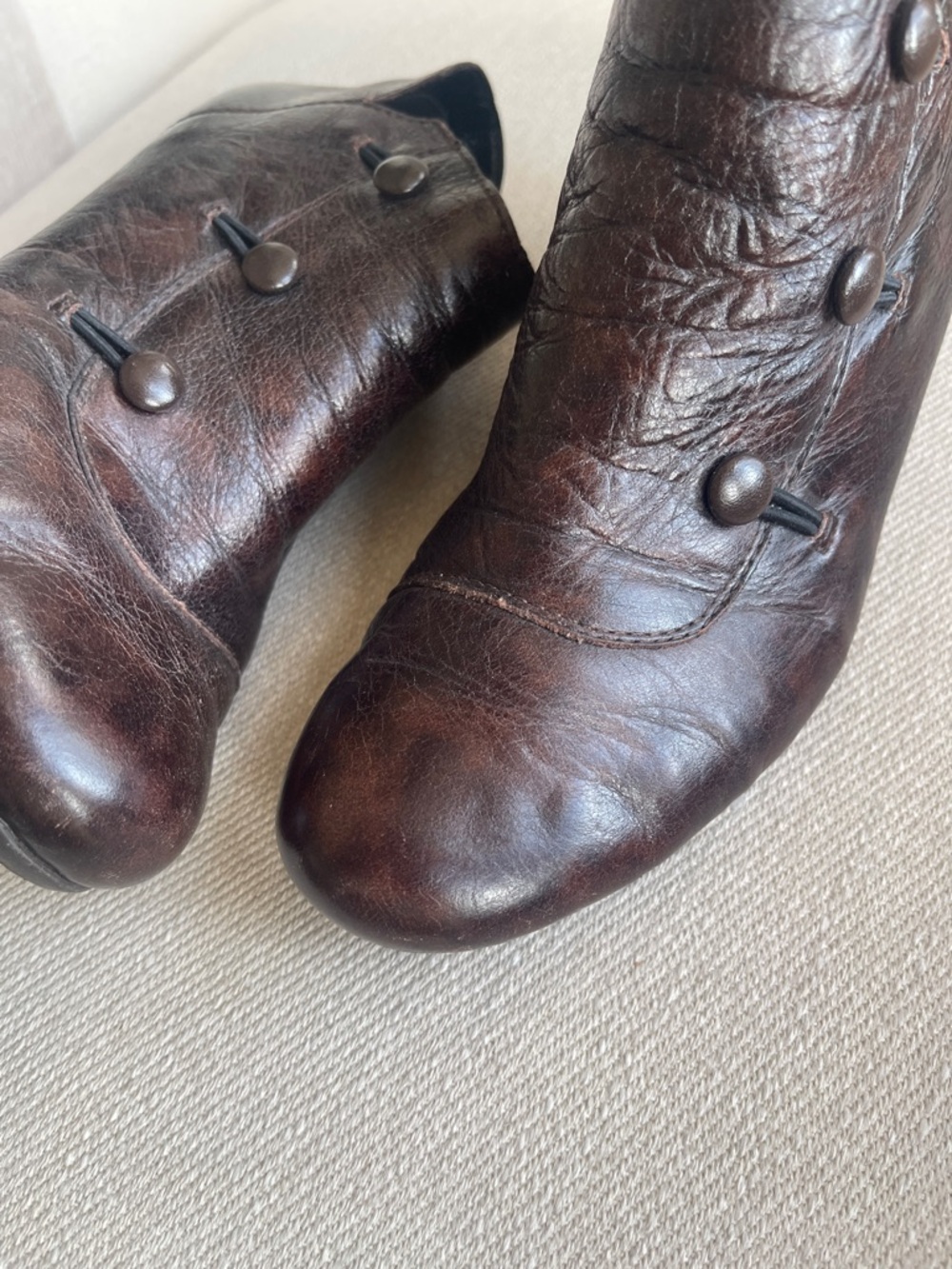 RIEKER | Brown Distress Leather Ankle Booties | Side Zip Buttons | Size 36 / 6 - Picture 3 of 7